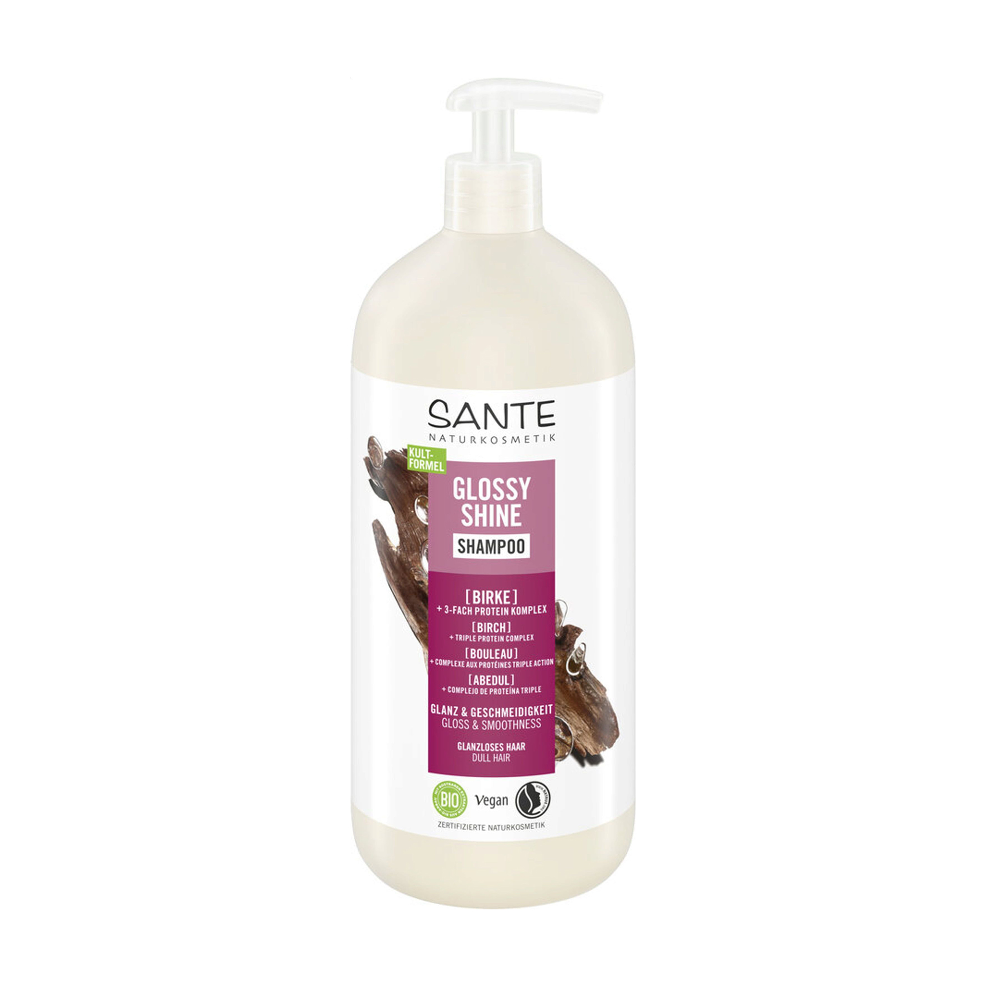 Уцінка! Шампунь Sante Glossy Shine Shampoo для блиску волосся, з протеїновим комплексом та березовим листям, 950 мл